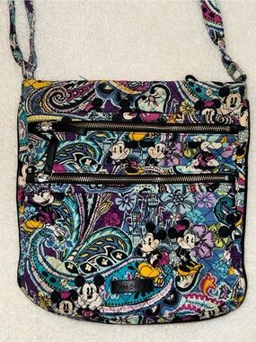 Disney Parks x Vera Bradley Mickey & Minnie Paisley Crossbody Bag Purple Blue